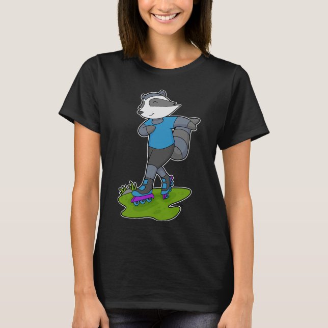 T-shirt Racoon Patinage en ligne Patins à rouleaux (Devant)
