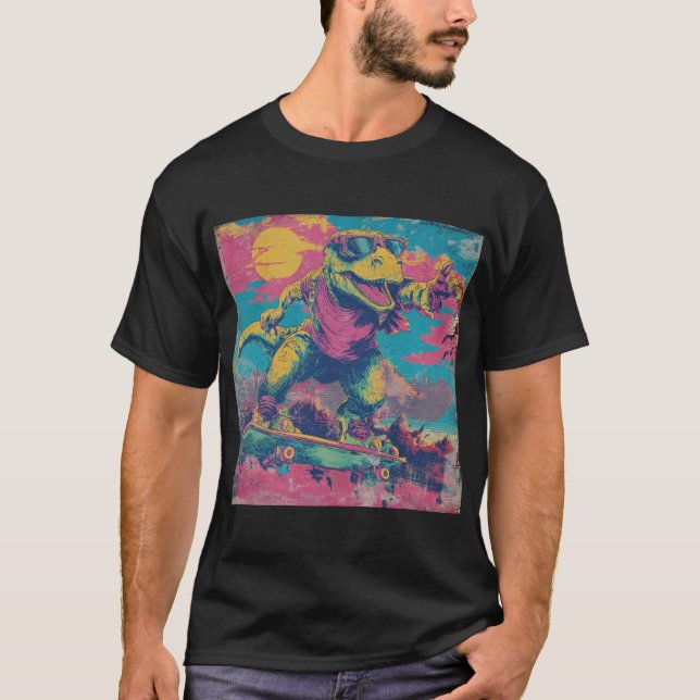 T-shirt Rad 80s Dino Skater with Shades (Devant)