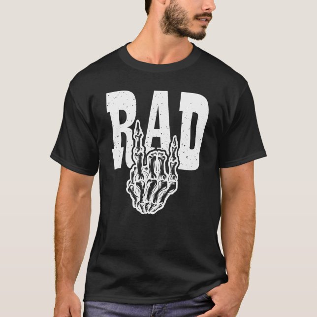 T-shirt Rad X-Ray Skeleton Rock Sign Hand Gesture Radiolog (Devant)