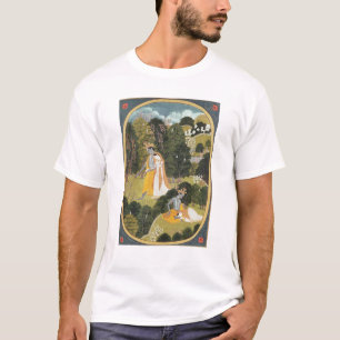 T-shirt Radha et Krishna marchant dans un verger