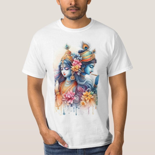 T-shirt Radha Krishna Phone Wallpaper ; Ouvre un nouvel on (Devant)