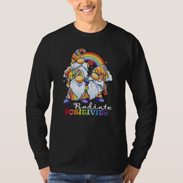 T-shirt Radiate Positivity rainbow gnomes clouds (Devant)