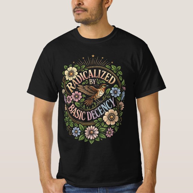 T-shirt Radicalisé par la décence élémentaire - Oiseau vin (Devant)