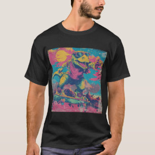 T-shirt Radieux dinosaure skater des années 80 avec des lu