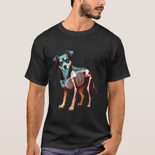 T-shirt Radiographie de l'anatomie du corps de chien squel (Devant)