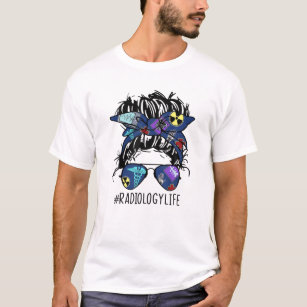 T-shirt Radiologie Tech Life Messy Bun Lunettes de cheveux