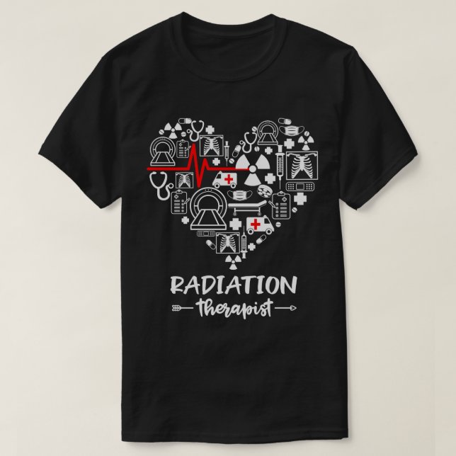 T-shirt Radiothérapeute Coeur drôle Radiothérapie (Design devant)