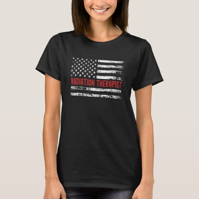 T-shirt Radiothérapie USA Drapeau Profession Retro Job (Devant)