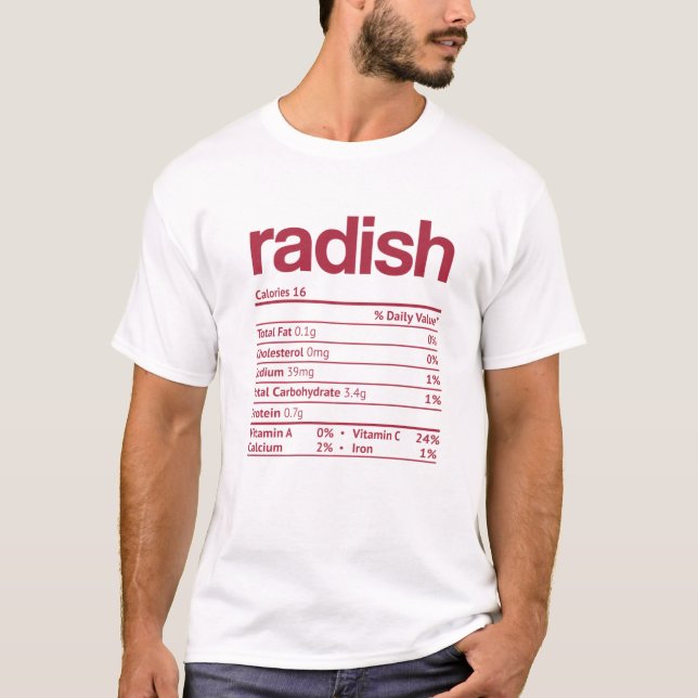 T-shirt Radish Nutrition Fact Drôle Thanksgiving Noël (Devant)