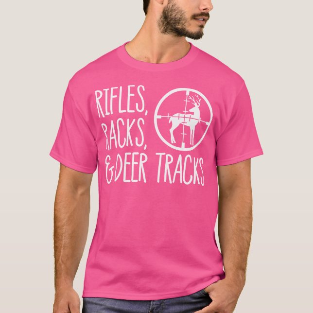 T-shirt Rafles de fusils Pistes de cerfs Chasse (Devant)