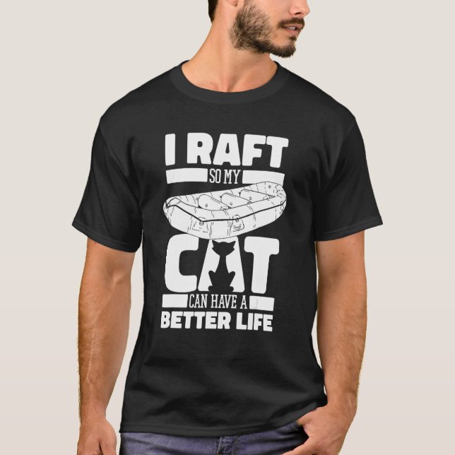 T-shirt Rafting Cat White Water Boating  Rafter (Devant)
