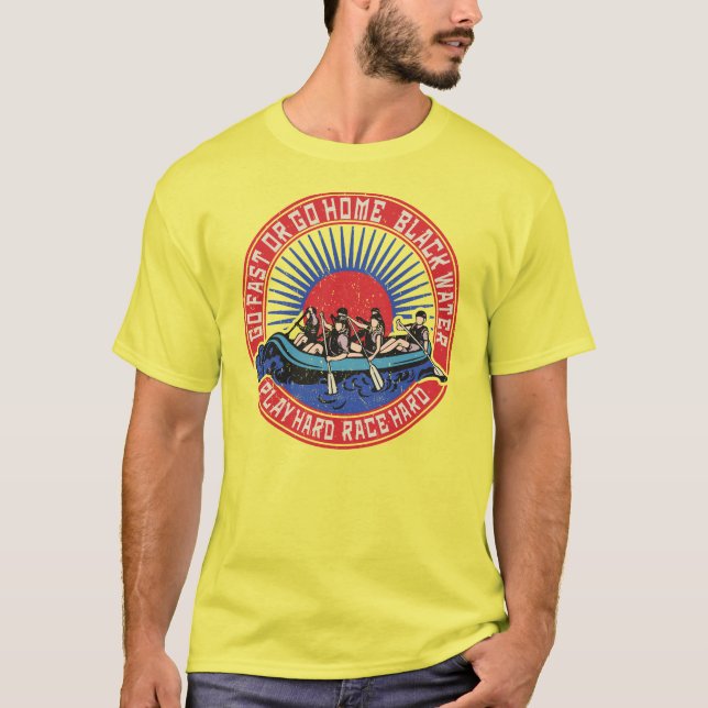 T-shirt Rafting en eau Noire. (Devant)