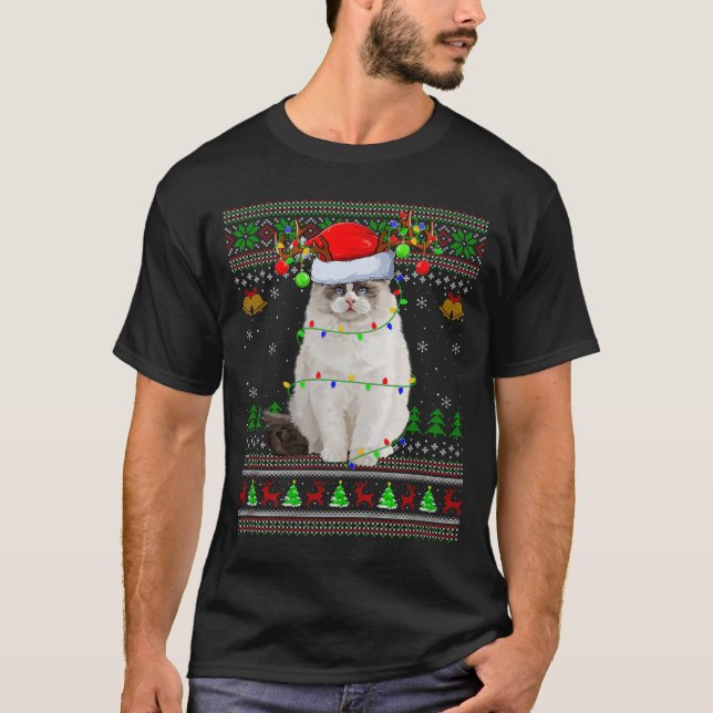 T-shirt Ragdoll Cat Ugly Christmas Sweaters Holiday Santa  (Devant)