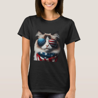 T-shirt Ragdoll Chat 4 juillet Fête de l'Indépendance Prop