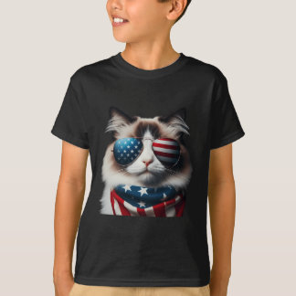 T-shirt Ragdoll Chat 4 juillet Fête de l'Indépendance Prop