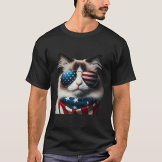 T-shirt Ragdoll Chat 4 juillet Fête de l'Indépendance Prop