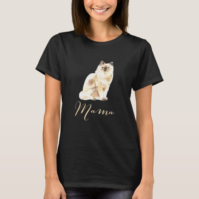 T-shirt Ragdoll Chat Mama Chat Maman Chat Mama Présente Mo (Devant)