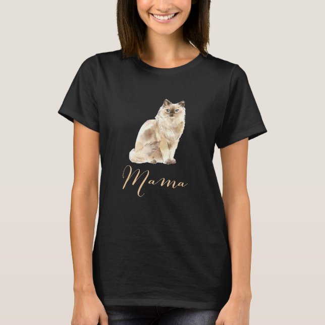 T-shirt Ragdoll Chat Mama Chat Maman Chat Mama Présente Mo (Devant)