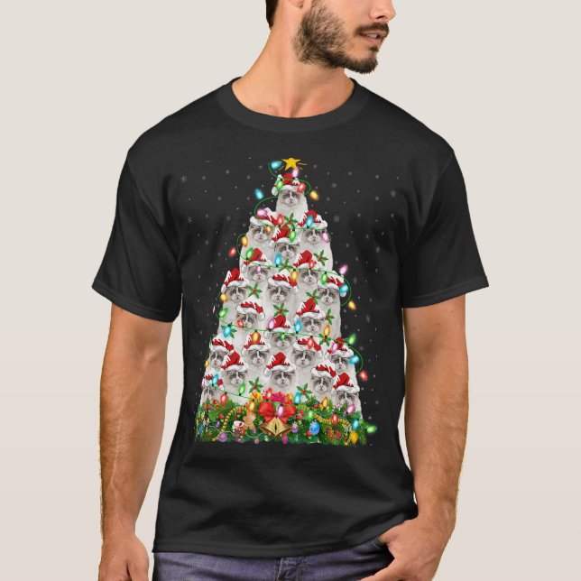 T-shirt Ragdoll Chat Xmas Lumières Père Noël Ragdoll (Devant)