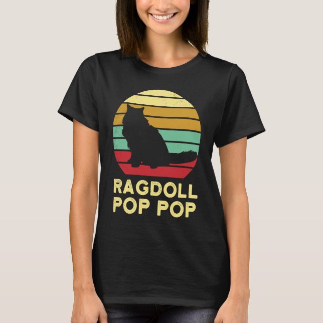 T-shirt Ragdoll Rétro Pop Pop Chat Ragdoll Papa Poupée Gra (Devant)