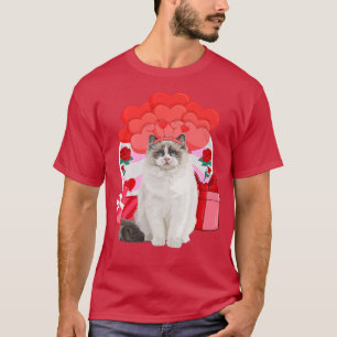 T-shirt Ragdoll Valentines Jour Chat Coeurs ballons