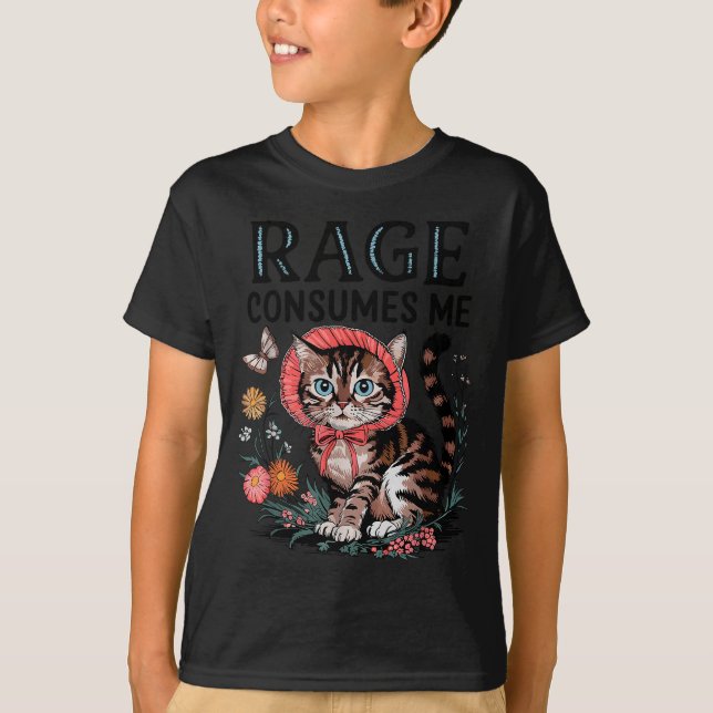 T-shirt Rage Consumes Me Funny Cat Meme  (Devant)