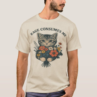 T-shirt Rage me consomme fleur de chat mignonne Kitty chat