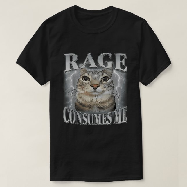 T-shirt Rage me consomme un mème de chat (Design devant)