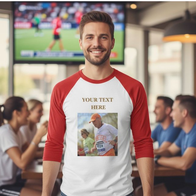 T-shirt Raglan Baseball T-Shirt, Custom Text, photo (Créateur téléchargé)
