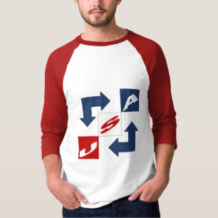T-shirt raglan blanc rouge homme DESIGN USA