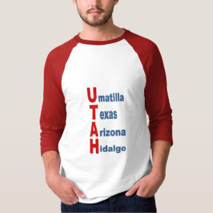 T-shirt raglan blanc rouge  TOURISM  WEST USA 