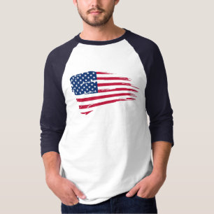T-shirt Raglan de base de douille de déchirure de drapeau