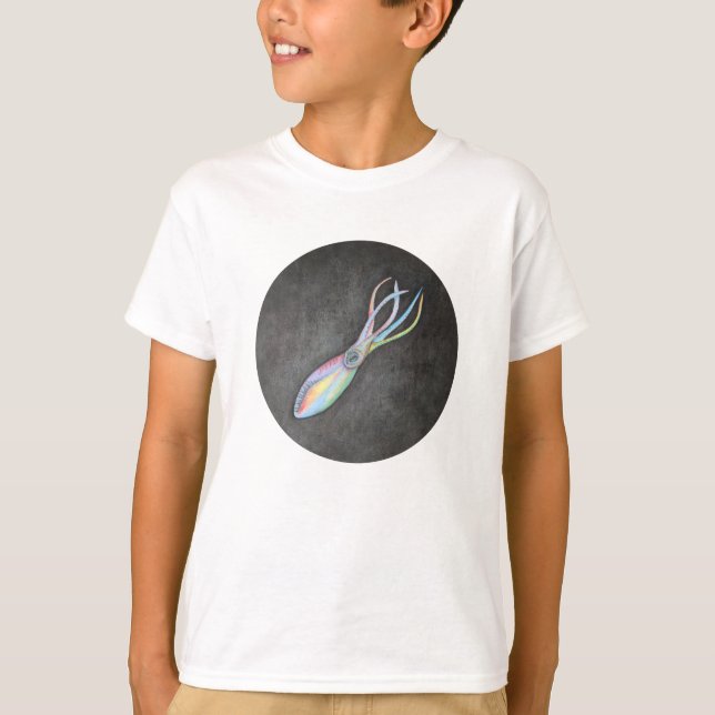 T-shirt raglan de calmar d'arc-en-ciel (enfant) (Devant)