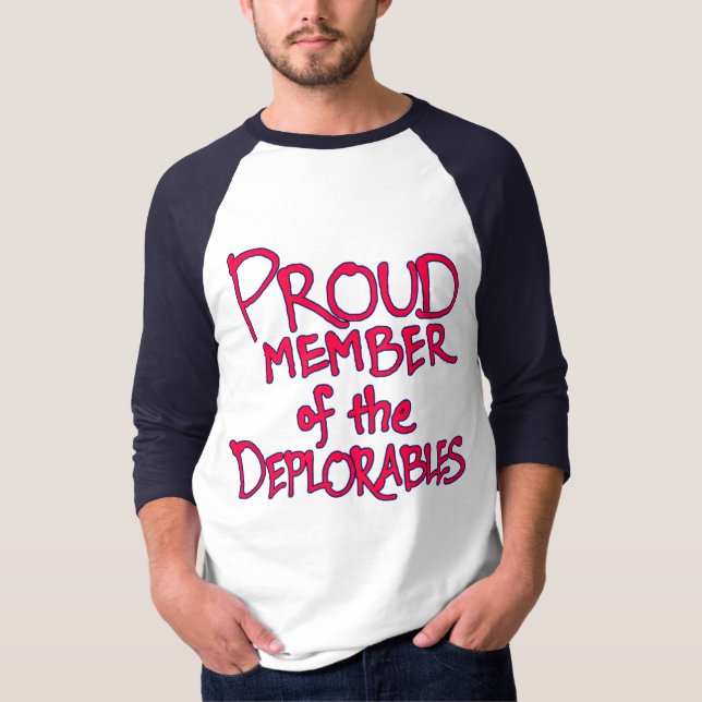 T-shirt raglan de Deplorables (lettrage rouge) (Devant)