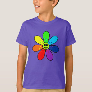 T-shirt raglan de fleur d'arc-en-ciel (enfant)