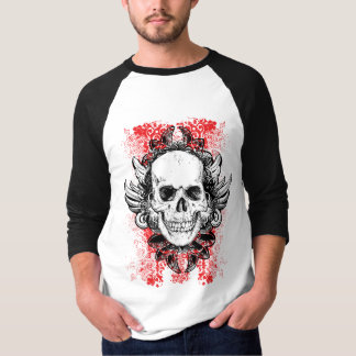 T-shirt Raglan grunge du crâne 3/4 de cogneur dur