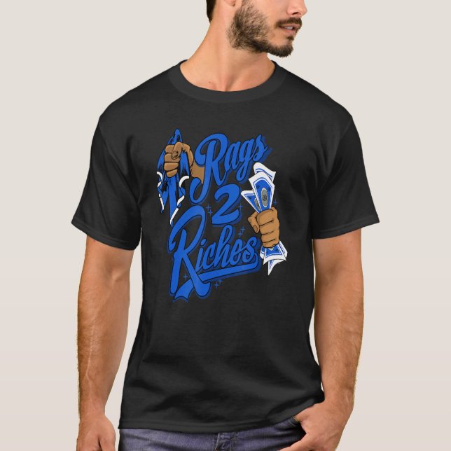 T-shirt Rags 2 Riches Racer Blue 5s Matching (Devant)