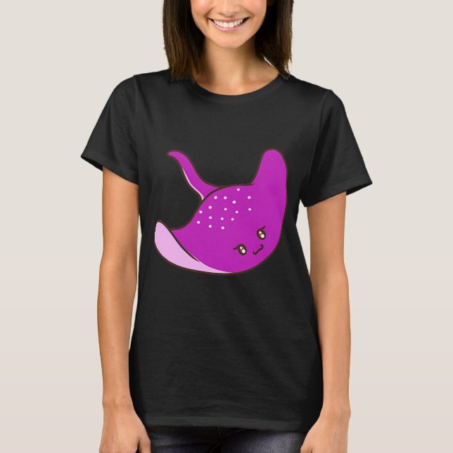 T-shirt Raie manta violette mignonne (Devant)