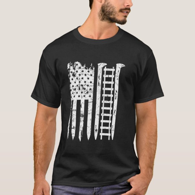 T-shirt rail pointe drapeau américain Train cadeau pour ra (Devant)