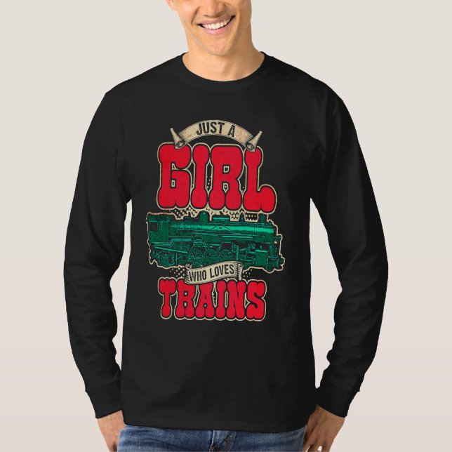 T-shirt Railfan Train Fan Model Railroad Love Female Girl  (Devant)