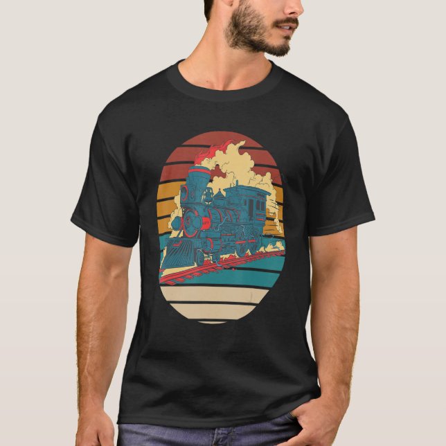 T-shirt Railroad Steam Locomotive Retro Railway Train Cond (Devant)