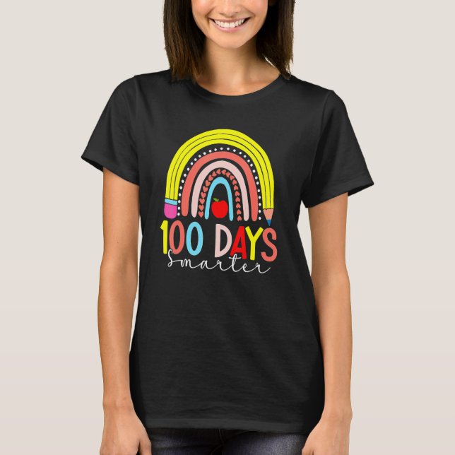 T-shirt Rainbow 100 Days Smarter Happy 100 Days Of School  (Devant)