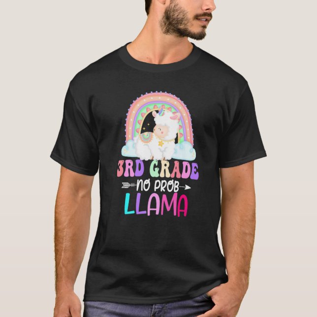 T-shirt Rainbow 3rd Grade No Prob Llama 100th Day of Schoo (Devant)