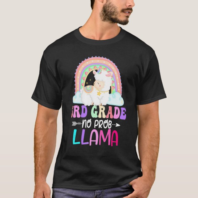 T-shirt Rainbow 3rd Grade No Prob Llama 100th Day of Schoo (Devant)