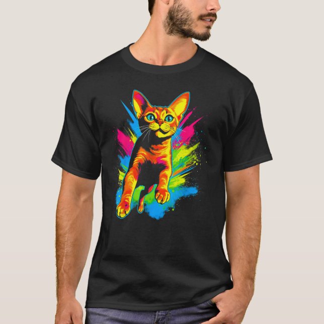 T-shirt Rainbow Abyssinian Cat (Devant)