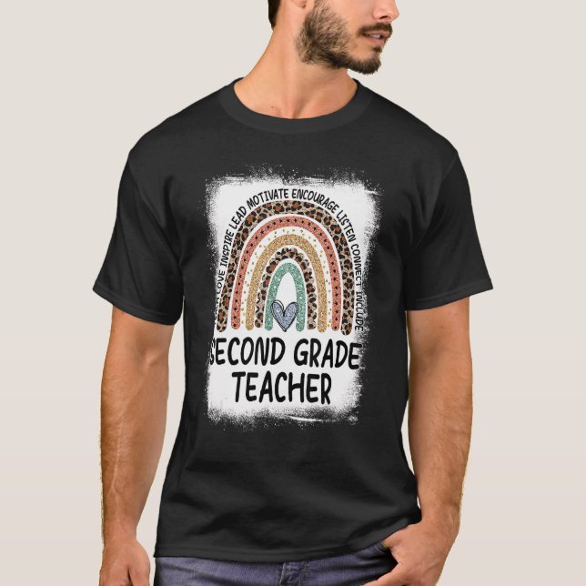 T-shirt Rainbow Bleached Teach Love Inspire Team 2nd Grade (Devant)