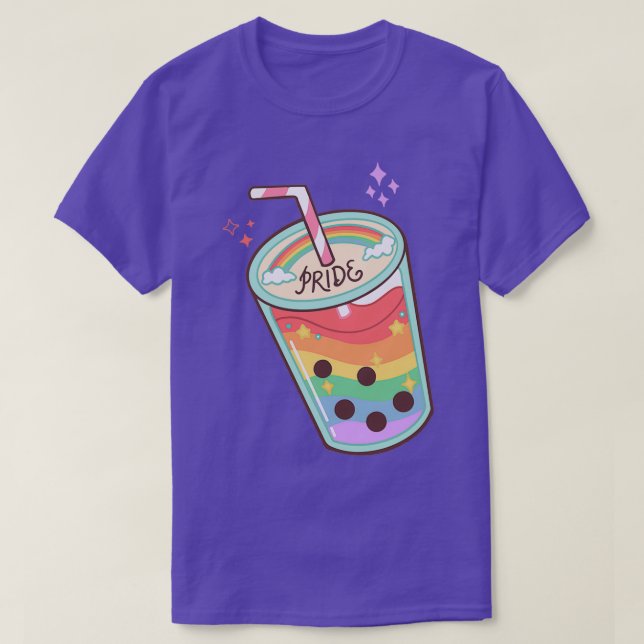 T-shirt Rainbow Bubble Tea Shirt Bubble Tea perles Boba Mi (Design devant)
