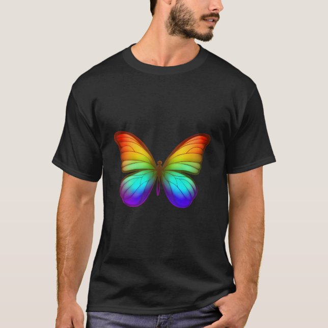 T-shirt Rainbow Butterfly Colorful Nature Work (Devant)