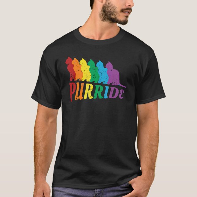 T-shirt Rainbow Cats Meow Gay pride Lgbtq Lgbt Pride Mois (Devant)