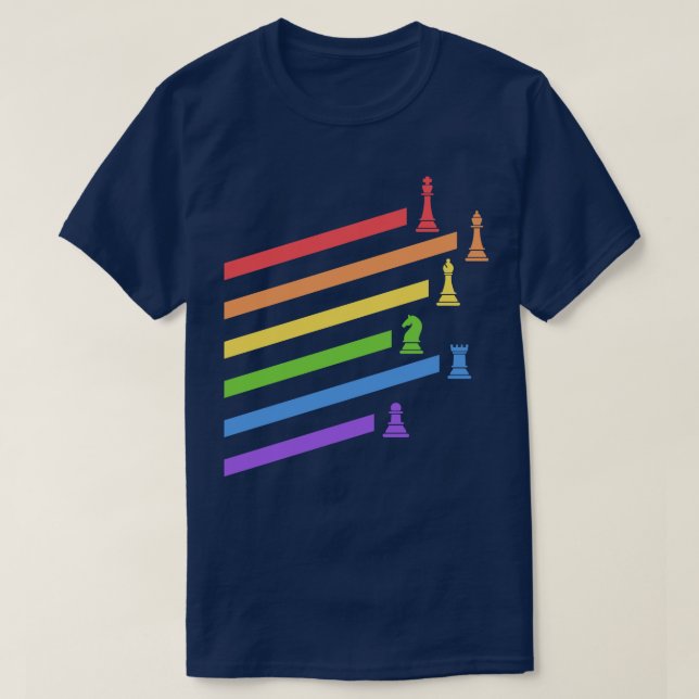 T-shirt Rainbow Chess Pieces Bodgames Nerd (Design devant)